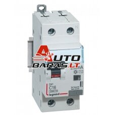 Automatinis jungiklis su srovės nuotekio rėle Legrand 411002 (16A, 1P+N, 230V, 30mA, RCBO)