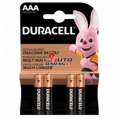 Baterija Duracell Alkaline LR03/AAA (4 vnt.)