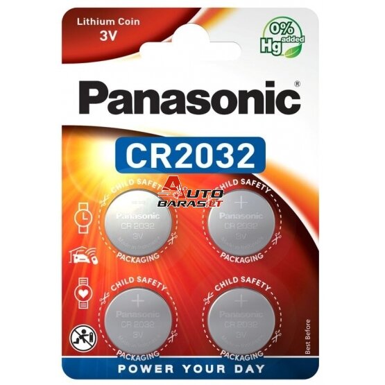 Baterija Panasonic Lithium CR2032 (4 vnt.)