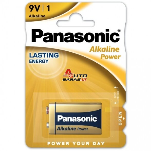 Baterija Panasonic Alkaline 6LR61/6LF22/9V Krona (1 vnt.)