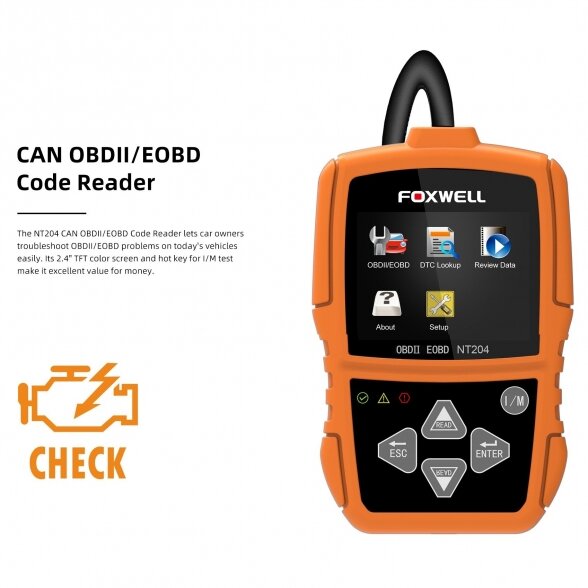 FOXWELL Universali diagnostikos įranga OBD automobiliui NT204 4