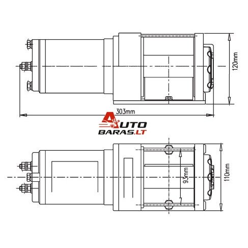 Elektrinė gervė 12V 2500LBS/1134KG (metalinis lynas) 1