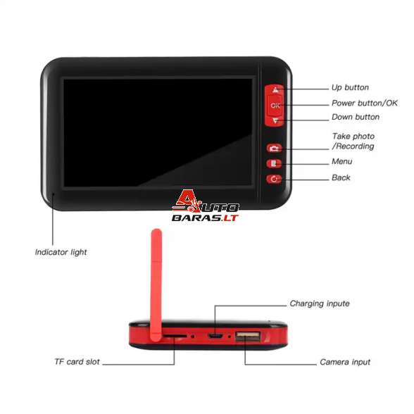 Endoskopas su LCD Ø 8mm, 5m 3