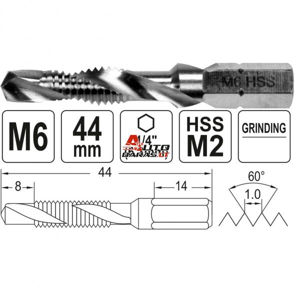 Grąžtas / sriegiklis metalui HSS 1/4" HEX 3