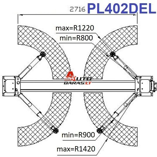 PULI Hidraulinis 2 kolonų keltuvas su elektromag. fiksavimu, (su prailg. letenomis) 4.0t 2