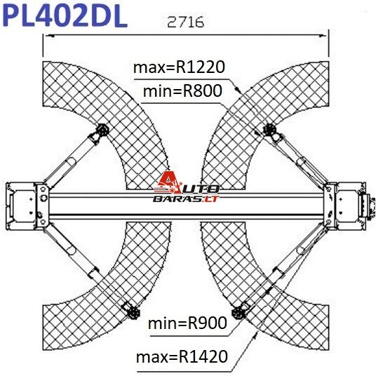 PULI Hidraulinis dviejų kolonų keltuvas su mechaniniais fiksatoriais (su prailg. letenomis) 4t 2