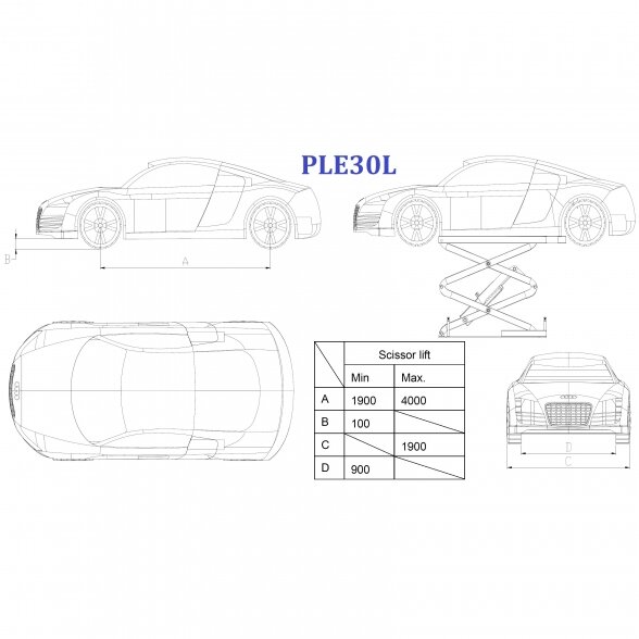 PULI Hidraulinis keltuvas žirklinis 3t 380V 2