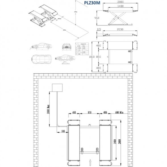 PULI Hidraulinis keltuvas žirklinis su elektromagnetiniu fiksavimu, 3.0t 1