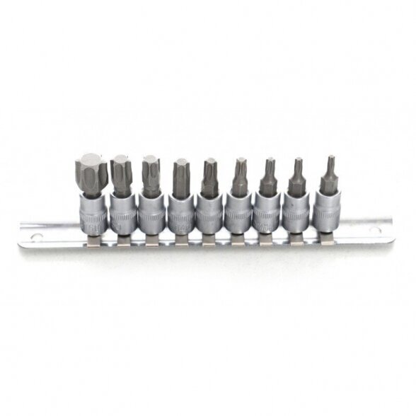 KRAFTDELE GALVUČIŲ SU ANTGALIU RINKINYS 1/4" (TORX)(9VNT) 3