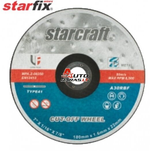 Pjovimo diskas metalui Starfix 125 mm x 1,1mm x 22 mm