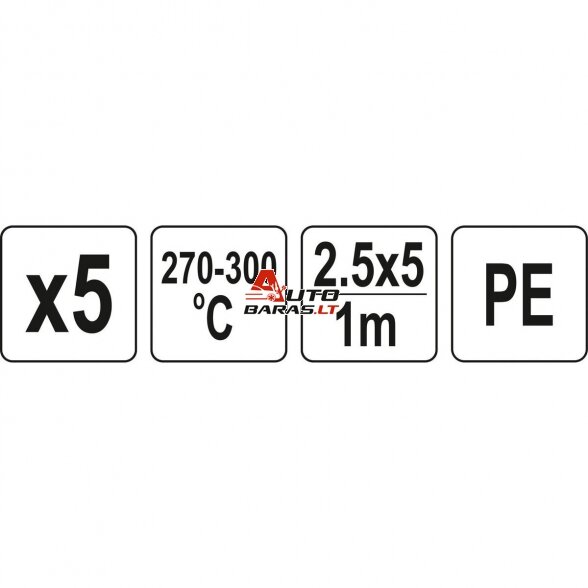 Plastiko suvirinimo juostų rinkinys (5vnt) (PE polietilenas) 2.5x5mm 5х1m 2