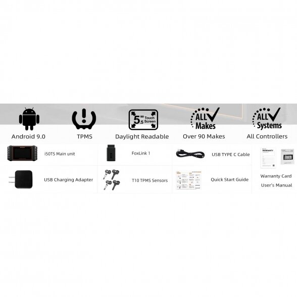 FOXWELL Profesionali universali diagnostikos įranga automobiliui I50TS +TPMS (LCD) 4