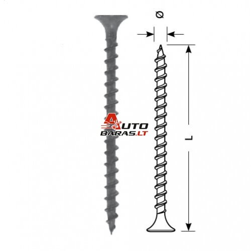 Sraigtas STARFIX gipsas-medis 3.5x55/F (juodas, 100vnt)