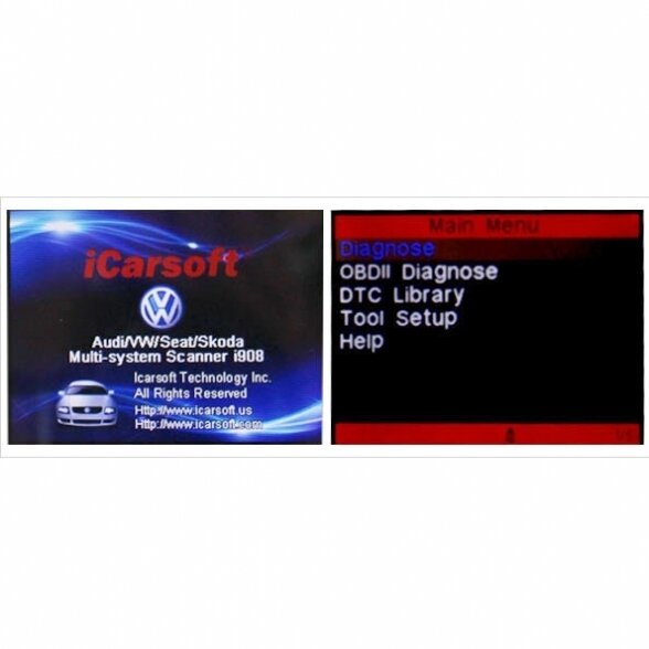 VW / AUDI / SKODA / SEAT iCarsoft i908 diagnostikos įtaisas 1