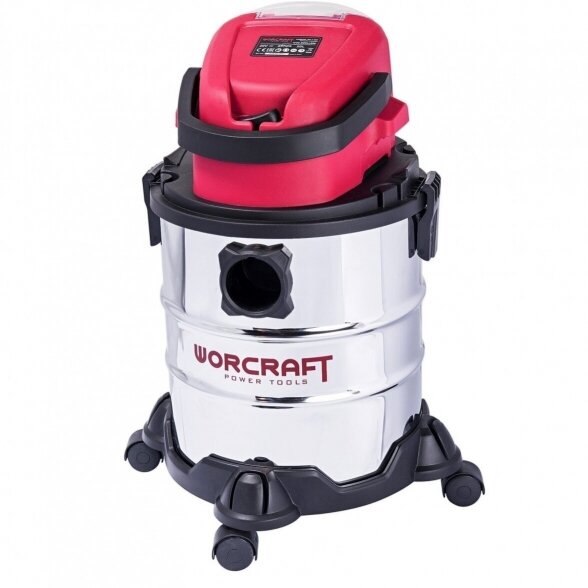 WORCRAFT AKUMULIATORINIS DULKIŲ SIURBLYS 20L (SAUSO/DRĖGNO VALYMO) 20V LI-ION