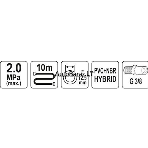 YATO ŽARNA HIBRIDINĖ SU IŠORINIAIS SRIEGIAIS 3/8" (Ø12.5X17MM) 10M 1