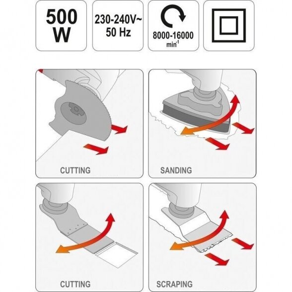 YATO DAUGIAFUNKCINIS ĮRANKIS 500W 3
